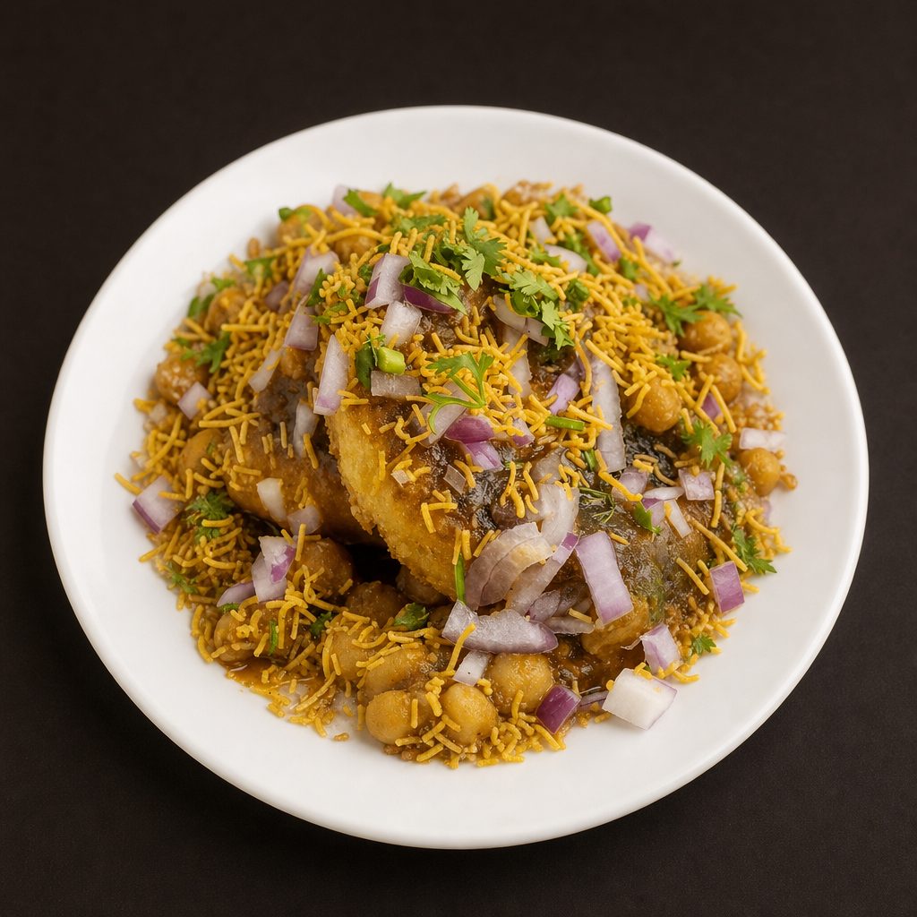 Aloo Chole Tikki Chaat.