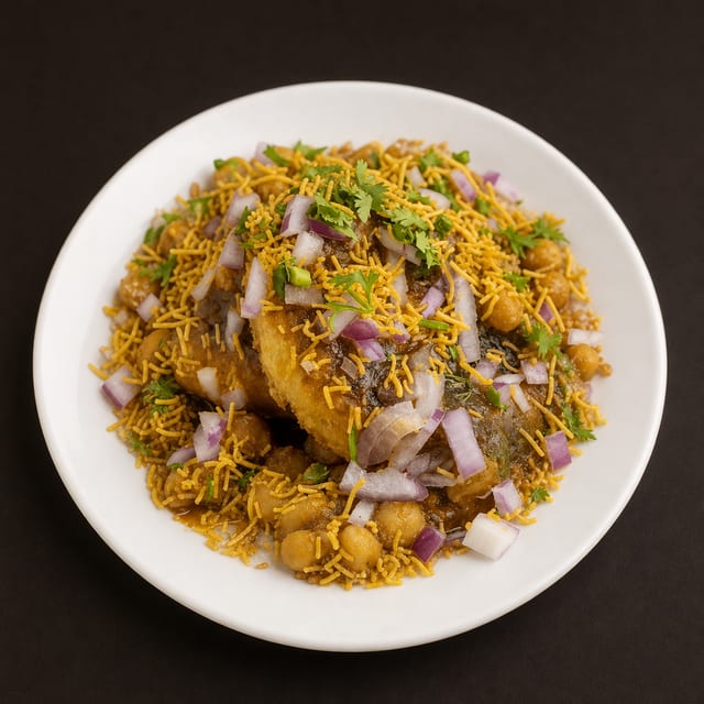 Aloo Chole Tikki Chaat.